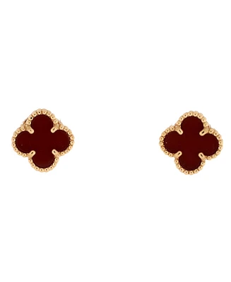 Pre-Owned Van Cleef & Arpels Sweet Alhambra Stud Earrings 18K Rose Gold and Carnelian