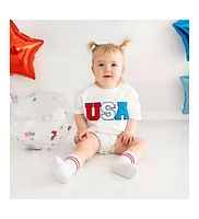 Sweet Wink Baby Girls Usa Patch Short Sleeve Romper