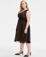 Connected Plus Sleeveless Chiffon Midi Dress