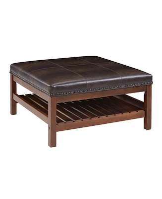 Convenience Concepts 32" Designs4Comfort Silverton Coffee Table Cocktail Ottoman with Storage Shelf