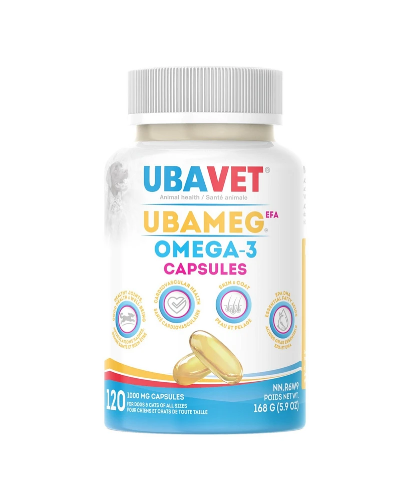 Ubavet Ubameg Efa 1000mg Omega-3 Fatty Acid Capsules for Dogs & Cats (120 caps)
