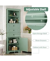 Casainc 68.9"H Triangle Tall Cabinet with 3 Drawers and Adjustable Shelves for Bathroom/Living Room