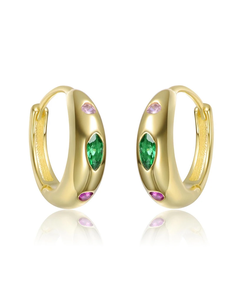 Kids 14K Gold Plated with Colored Cubic zirconia Hoop Earrings