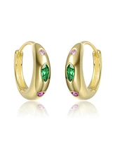 Kids 14K Gold Plated with Colored Cubic zirconia Hoop Earrings