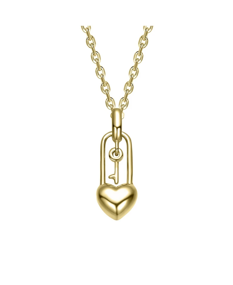 Kids Heart Lock and Key Pendant Necklace