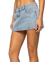 Edikted Women's Lace Hearts Denim Mini Skirt