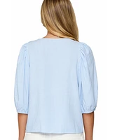Edikted Women's Pinstripe Linen Look Button Up Shirt