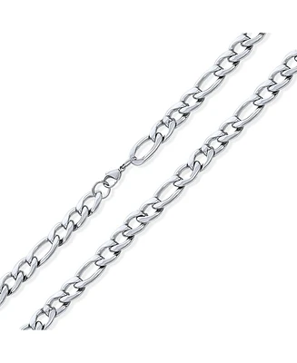 Bling Jewelry Heavy Solid Strong Shiny Figaro Chain Necklace Link Gold Plated Stainless Steel 11MM