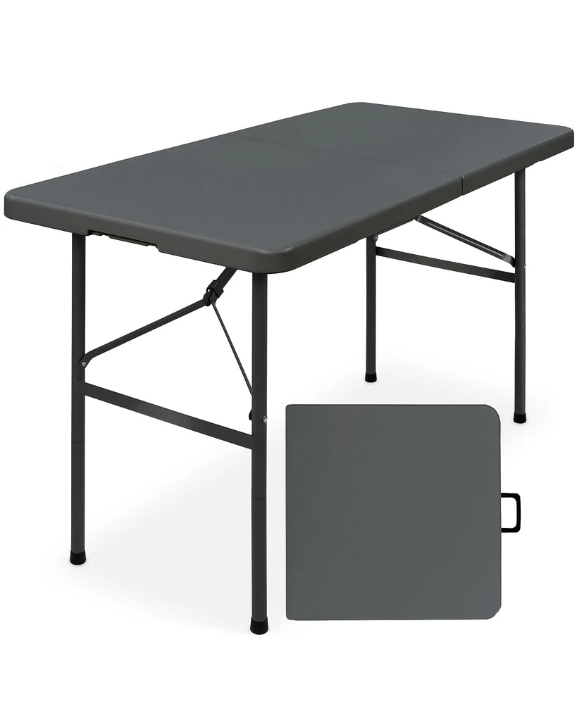 Best Choice Products 4ft Plastic Folding Table, Indoor Outdoor Heavy Duty Portable w/ Handle