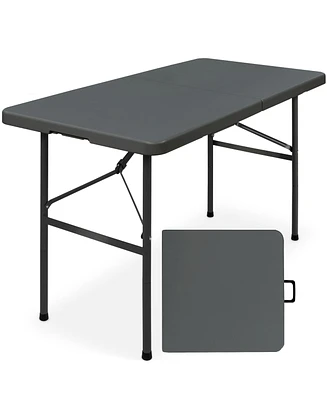 Best Choice Products 4ft Plastic Folding Table, Indoor Outdoor Heavy Duty Portable w/ Handle