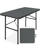 Best Choice Products 4ft Plastic Folding Table, Indoor Outdoor Heavy Duty Portable w/ Handle