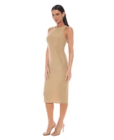 Bebe Women's Racer Neck Milan Metallic Maxi Dress