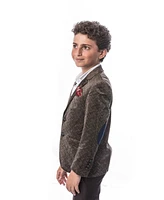 Elie Balleh Toddler Camel Slim Fit Printed Velvet Blazer