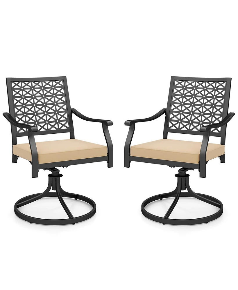 2 Pieces Outdoor Swivel Chairs Patio Dining Chairs with Padded Cushions
