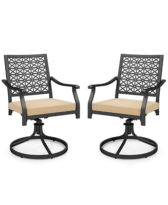 2 Pieces Outdoor Swivel Chairs Patio Dining Chairs with Padded Cushions