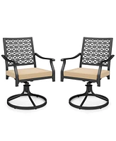 2 Pieces Outdoor Swivel Chairs Patio Dining Chairs with Padded Cushions