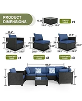 7 Piece Indoor Outdoor Sectional Sofa Set for Patio Poolside Balcony Backyard