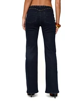 Edikted Women's Carys Studded Low Rise Flared Jeans