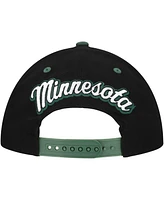Mitchell & Ness Men's Black/Green Minnesota Wild Backside Script 2-Tone Pro Crown Adjustable Hat