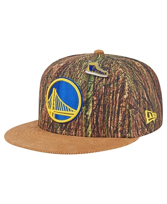 New Era Men's Camo Golden State Warriors Victory Grove Forest Sneaker Pin 9FIFTY Snapback Hat