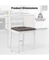 Gymax Wooden Dining Chair Set of 2 w/ Acacia Wood Legs Padded Cushion Ladder Back