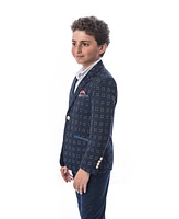 Elie Balleh Toddler Navy Slim Fit Dotted Textured Blazer