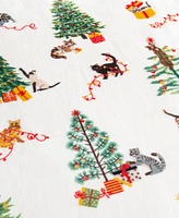 Linery & Co. Velvet Plush Fleece Reversible Sherpa Holiday Printed Throw