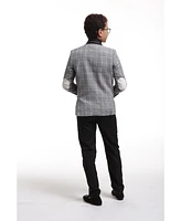 Elie Balleh Boys Black Slim Fit Checked Blazer
