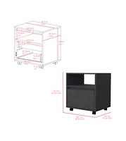 One Drawer Faux Wood Nightstand for Bedroom Storage and Bedside Table
