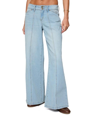 Edikted Women's Charlie Panel Stitch Low Rise Jeans