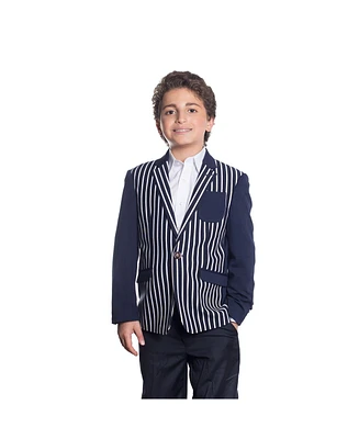 Elie Balleh Boys Navy Slim Fit Knit Blazer