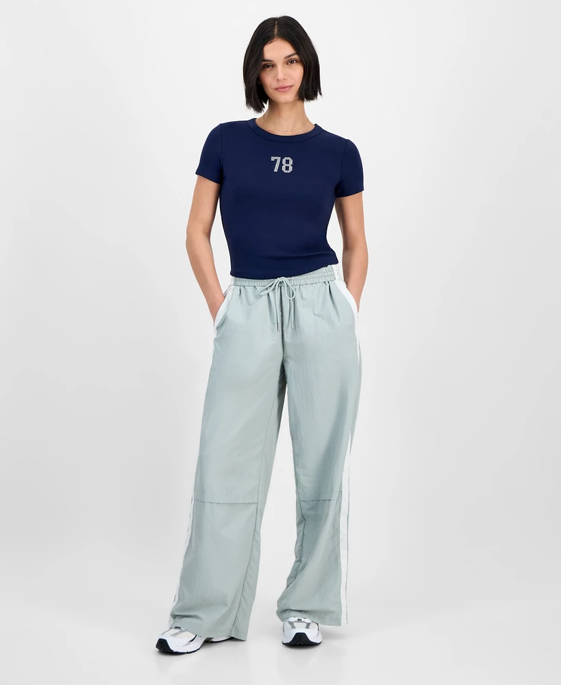 Celebrity Pink Juniors' Drawstring Side-Stripe Track Pants