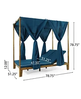 Kenzie Outdoor Daybed With Adjustable Lounges And Curtains