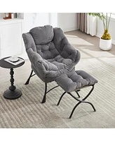 Lazy Chair with Ottoman - Grey