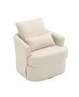 Swivel Barrel Chair, Comfy Round Accent Sofa Chair for Living Room, 360 Degree Swivel Barrel Club Chair, Leisure Arm Chair for Nursery, Hotel, Bedroom