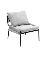 Modern Braided Accent Lounge Chair with Metal Frame (Grey)