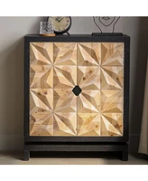 3D Geometric Carved Double-Door Cabinet