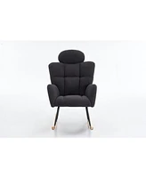 Mid Century Modern Rocking Glider Chair with Teddy Fabric Upholstery
