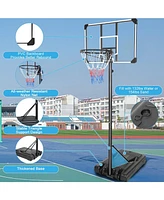 35.4 in. Transparent Backboard 6.2 ft. x 8.5 ft. Basketball Hoop Basketball System with Adjustable Height and Wheels