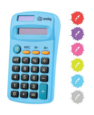 Calculator Pink, Basic Small Solar and Battery Operated, Large Display Four Function, Auto Powered Handheld School Kids, 1 Pk –