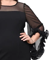 Alex Evenings Plus 3/4-Sleeve Crepe A-Line Dress