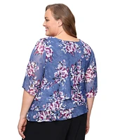 Alex Evenings Plus 3/4-Sleeve Chiffon Top