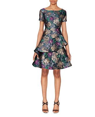 White Tie by Shani Women's Printed Double-Tiered Fit & Flare Dress