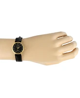 Peugeot Women's Classic Easy Read Black Watch with Black Leather Strap