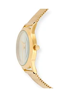 Peugeot Women's 30mm Wafer Slim Gold Plated Case Watch Champagne Dial with Mesh Band