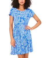 Msk Women's Printed Jersey Fit & Flare Dress