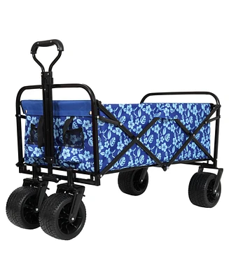 Collapsible Wagon Cart - 440lbs, Blue Flower