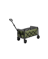 Folding Beach Wagon - Heavy Duty, Portable, Outdoor Cart - Army Green