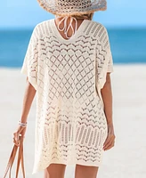 Cupshe Women's Laguna Escape Beige Cover-Up Mini Beach Dress