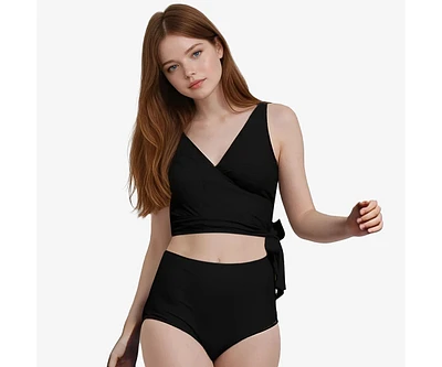 Calypsa Women's Emery 2-Piece Wrap Style Swim Set With Reversible Top and High-Waisted Bottom